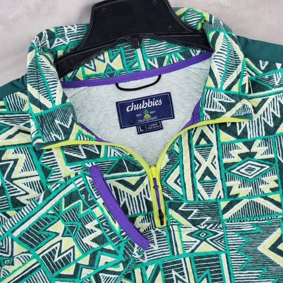 chubbies Other - Chubbies Quilted Quarter‎ Zip "The Zazzle" Green Jacket Mens Size Large Green